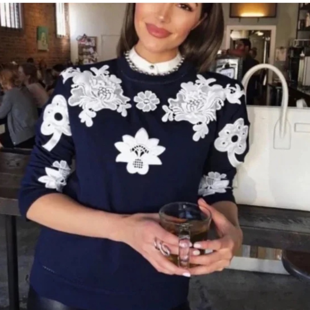 Victoria Beckham for Target Navy Lace‎ Applique Sweatshirt